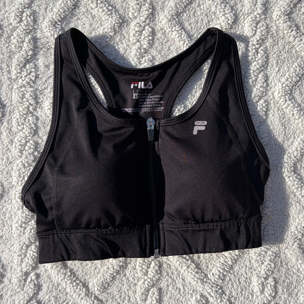 Fila Women's Zip-Front Black Sports Bra